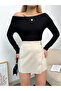 Women's Black Off Shoulder Viscose Long Sleeve Blouse - 5