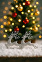 Christmas Tree Set of 2 with Silver Deer Figures Ornament |   Eng-141 | - 2