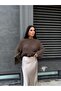 Women's Brown Crew Neck Oversize Knitwear Sweater