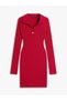 Tjw Collared Embroidered Women's Red Dress Dw0Dw22183Xjp - 5