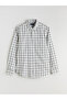 Regular Fit Long Sleeve Plaid Gabardine Men's Shirt - 5