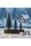 Welcome New Year 3-Piece Mini Christmas Tree Set with Snow Effect on Wooden Log Base 16 – 11– 10 cm - 3