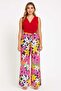 Women's Plus Size Red, Wrap Neck, Floral Print Jumpsuit 65N39217 - 3
