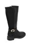 Women's Black Boots with Zipper and Diving Fabric on the Back - 4