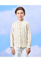 Boys Beige Striped Mandarin Collar Shirt - 2