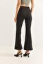 Women's Suede Flared Stylish Pantalon Black - 5