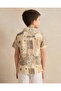 Boys Beige Printed Shirt - 3