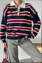 Women's Striped Knit Sweater – Retro & Campus Style - 2