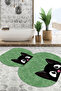 Digital Non-Slip Base Washable Cat Pattern Oval Bath Mat Toilet Set - 3