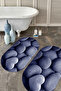 Digital Non-Slip Base Washable Heart Stone Pattern Oval Bath Mat Toilet Set - 6