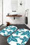 Digital Non-Slip Base Washable Starfish Oval Bath Mat Toilet Set - 5