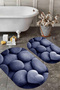 Digital Non-Slip Base Washable Heart Stone Pattern Oval Bath Mat Toilet Set - 4