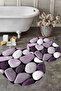 Digital Non-Slip Base Washable Stone Patterned Oval Bath Mat Toilet Set - 4