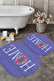 Digital Non-Slip Base Washable Floral Home Written Oval Bath Mat Toilet Set - 4