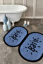 Digital Non-Slip Base Washable Bath Written Oval Bath Mat Toilet Set - 6