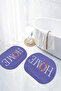 Digital Non-Slip Base Washable Floral Home Written Oval Bath Mat Toilet Set