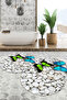 Digital Non-Slip Base Washable Butterfly Pattern Oval Bath Mat Toilet Set - 3