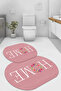 Digital Non-Slip Base Washable Floral Home Written Oval Bath Mat Toilet Set - 2