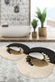 Digital Non-Slip Base Washable Stone Foot Patterned Oval Bath Mat Toilet Set - 4