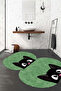 Digital Non-Slip Base Washable Cat Pattern Oval Bath Mat Toilet Set - 5