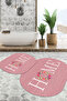 Digital Non-Slip Base Washable Floral Home Written Oval Bath Mat Toilet Set - 3