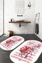 Digital Non-Slip Base Washable Oval Bath Mat with Flower and Butterfly Figures Toilet Set - 6