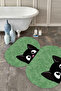 Digital Non-Slip Base Washable Cat Pattern Oval Bath Mat Toilet Set - 6