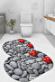 Digital Non-Slip Base Washable Heart-Shaped Stone Model Oval Bath Mat Toilet Set - 2