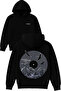 Mountain Birds Design Printed Oversized Black Hooded Sweatshirt