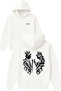 King Queenly Design Printed Oversized White Hooded Sweatshirt