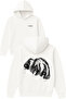 Bear Paw Design Printed Oversized White Hooded Sweatshirt