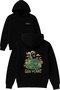 God Plant Design Printed Oversized Black Hooded Sweatshirt