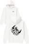 Woman Sitting on the Moon Design Printed Oversized White Hooded Sweatshirt