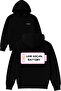 Low Social Battery Design Printed Oversized Black Hooded Sweatshirt