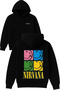 Colorful Nirvana Design Printed Oversized Black Hooded Sweatshirt