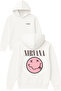 Pink Nirvana Design Printed Oversized White Hooded Sweatshirt
