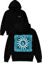 You Can'T Stop Waves Design Printed Oversized Black Hooded Sweatshirt