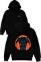 Life Is Short Design Printed Oversized Black Hooded Sweatshirt