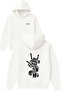 Fall in Love Design Printed Oversized White Hooded Sweatshirt