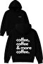 Coffee Coffee Design Printed Oversized Black Hooded Sweatshirt