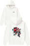 Japanese Drawing Design Printed Oversized White Hooded Sweatshirt