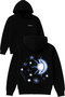 Moon and Sun Design Printed Oversized Black Hooded Sweatshirt