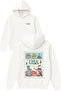 Usa Card Design Printed Oversized White Hooded Sweatshirt