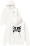 Cassette Design Printed Oversized White Hooded Sweatshirt