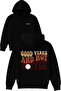Coffee Good Vibes Design Printed Oversized Black Hooded Sweatshirt