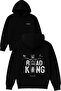Road King Design Printed Oversized Black Hooded Sweatshirt