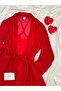 Red Basic 2-Piece Chiffon Dressing Gown & Satin Nightgown Premium Bridal Set (Boxed) - 3