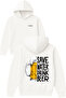 Save Water Design Printed Oversized White Hooded Sweatshirt