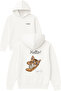 Hello Cat Design Printed Oversized White Hooded Sweatshirt