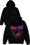 Spider Black Large Design Printed Oversized Black Hooded Sweatshirt